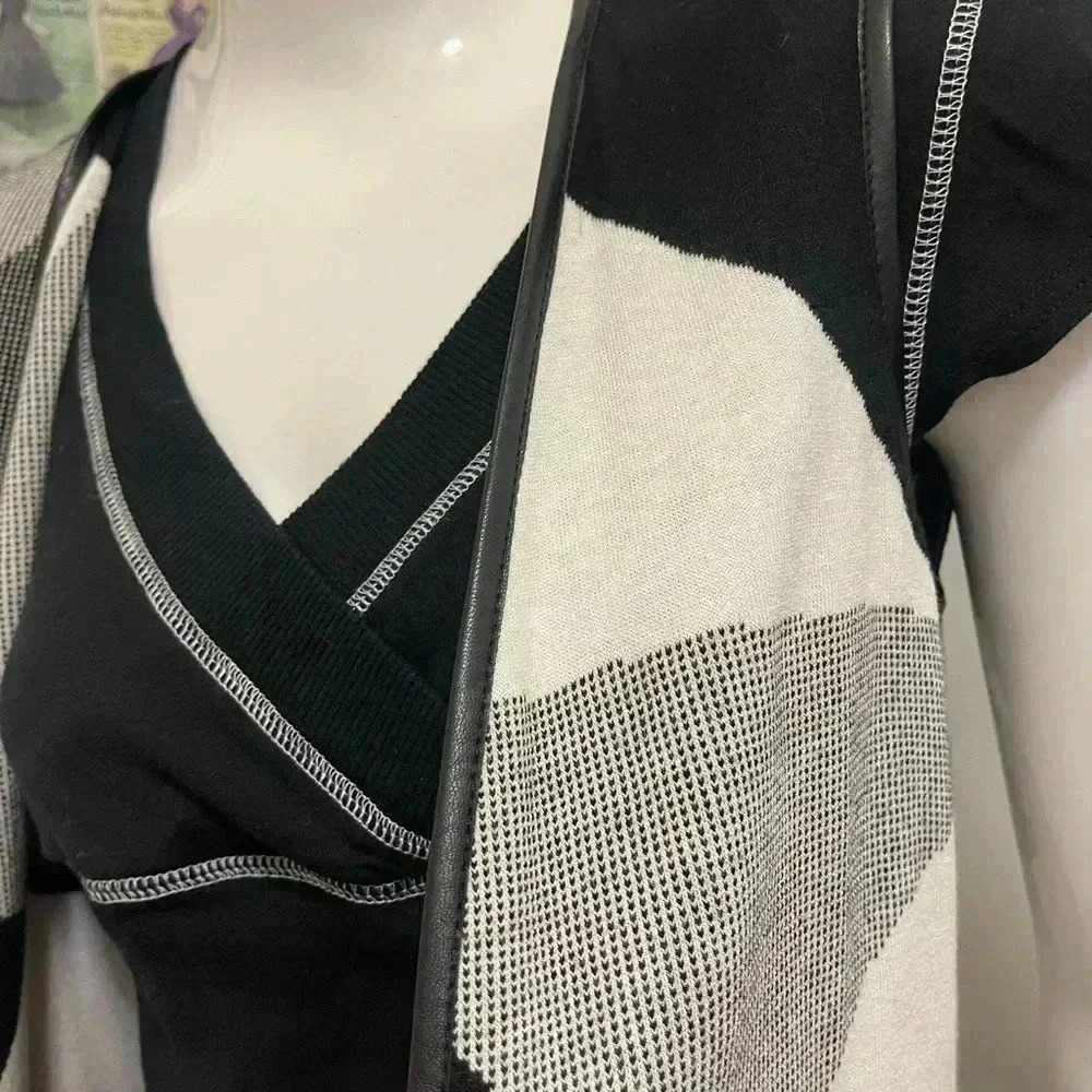 Lafayette 148 long vest Plaid Print leather edges Knee-length brand new with tag - Picture 5 of 13
